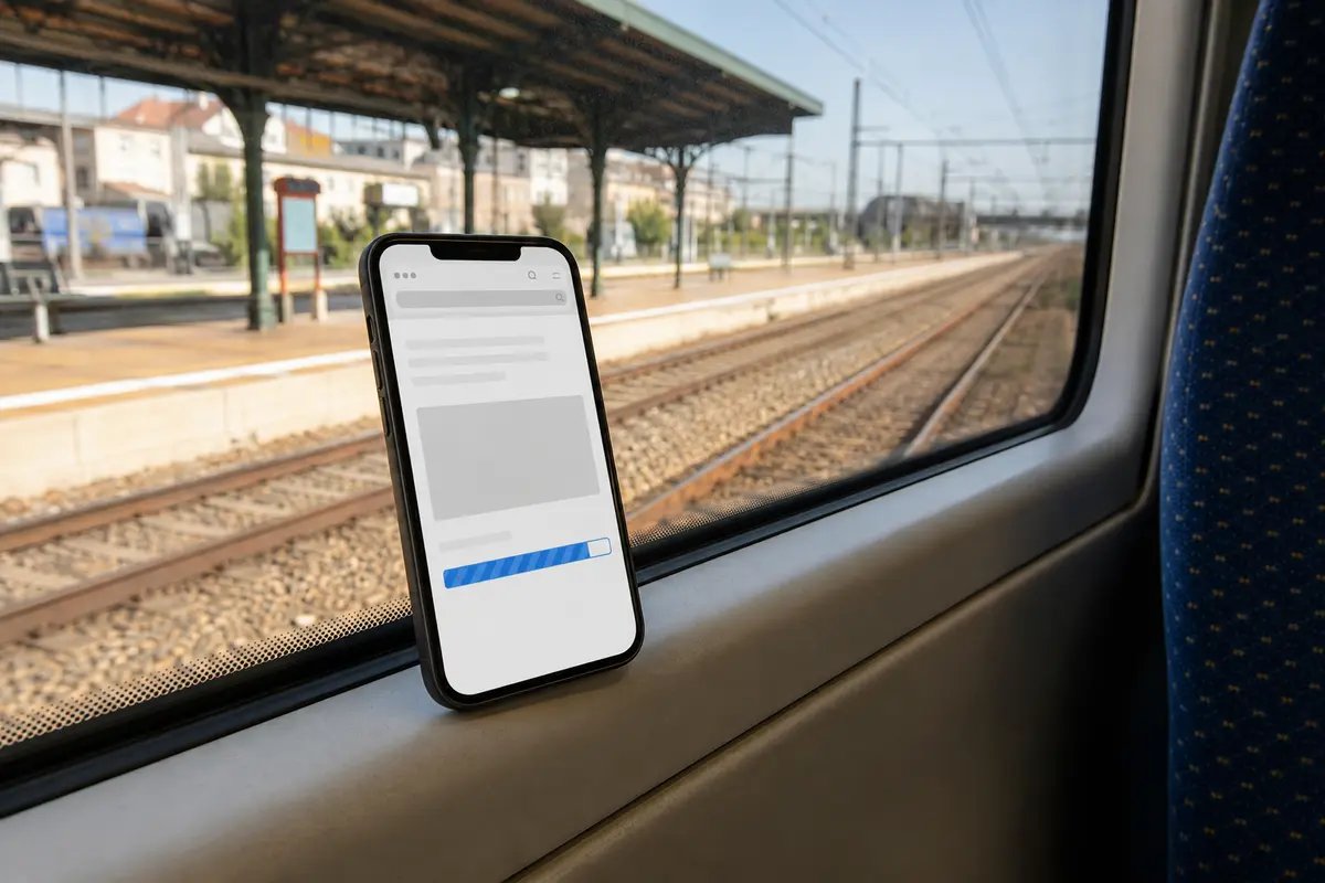 Un téléversement qui continue pendant le passage du Wi-Fi de la gare à la 5G
