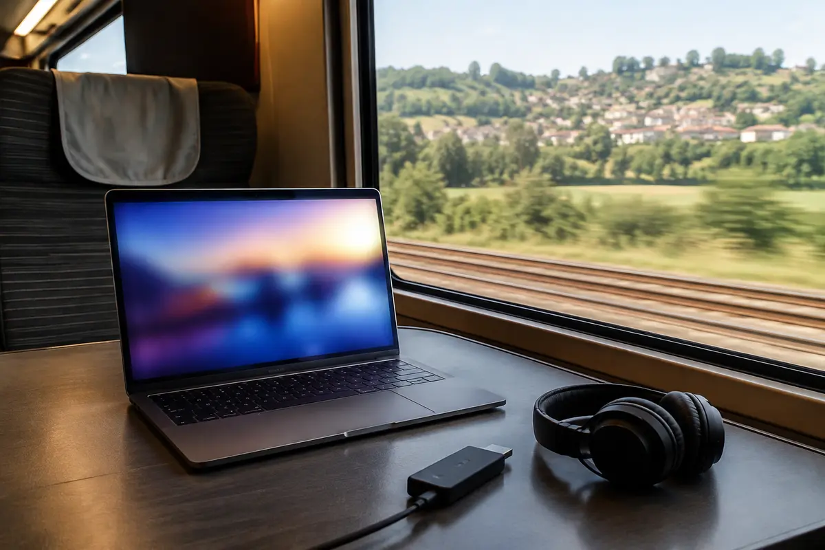 Ordinateur et tablette utilisés pour regarder un programme en déplacement