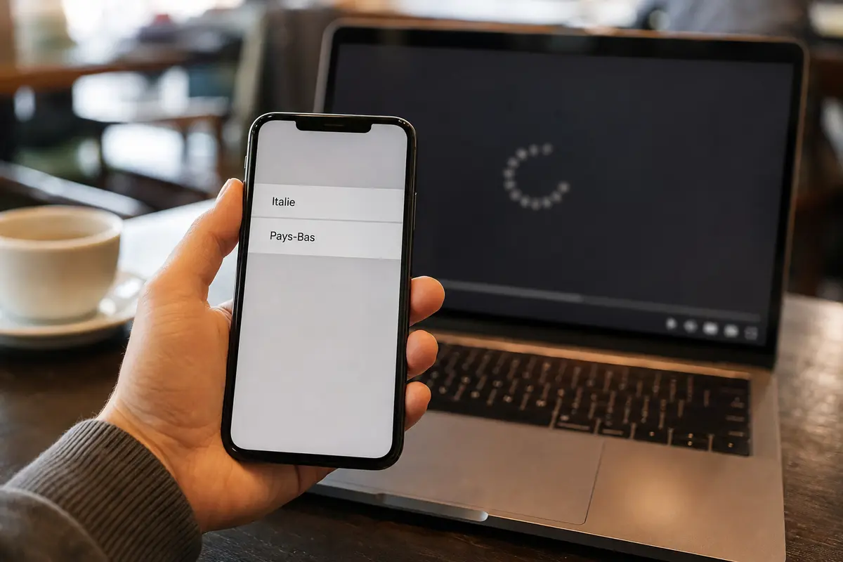 Le sélecteur mobile ne propose que l’Italie ou les Pays-Bas pendant qu’une vidéo charge