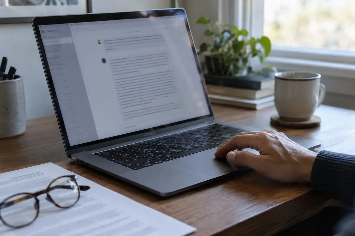 A completed AI chat response on the same laptop after a controlled network test