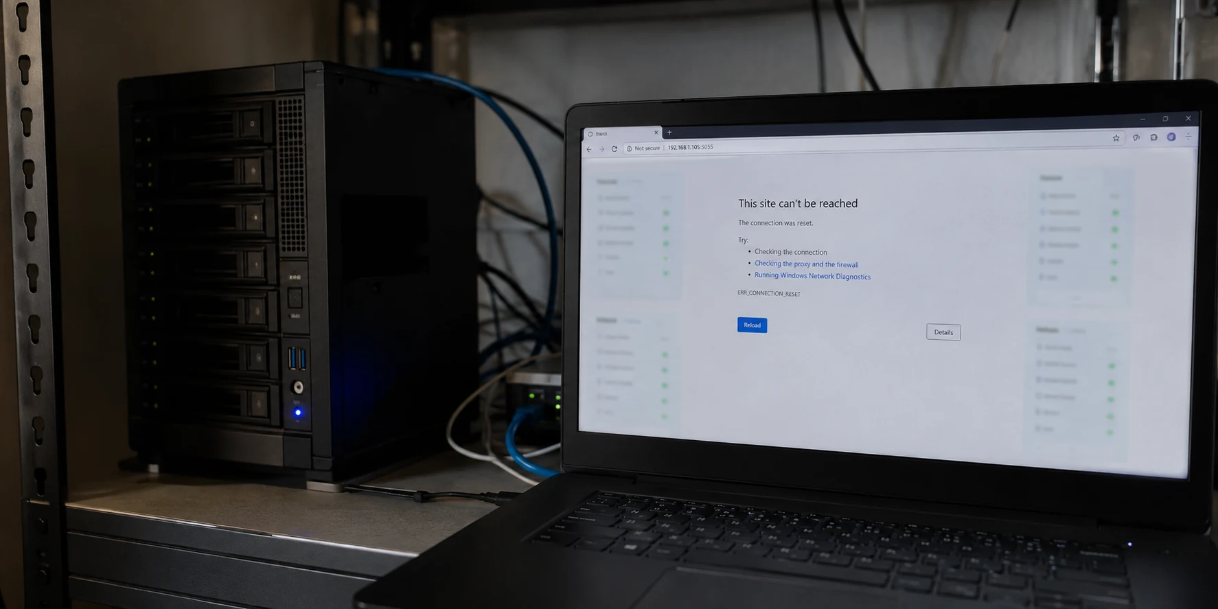 Avec Gluetun, le service local suivait le réseau du conteneur : le port devait être publié à ce nouvel endroit.