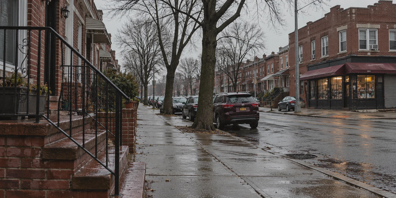 Quiet residential avenue in Queens, New York.