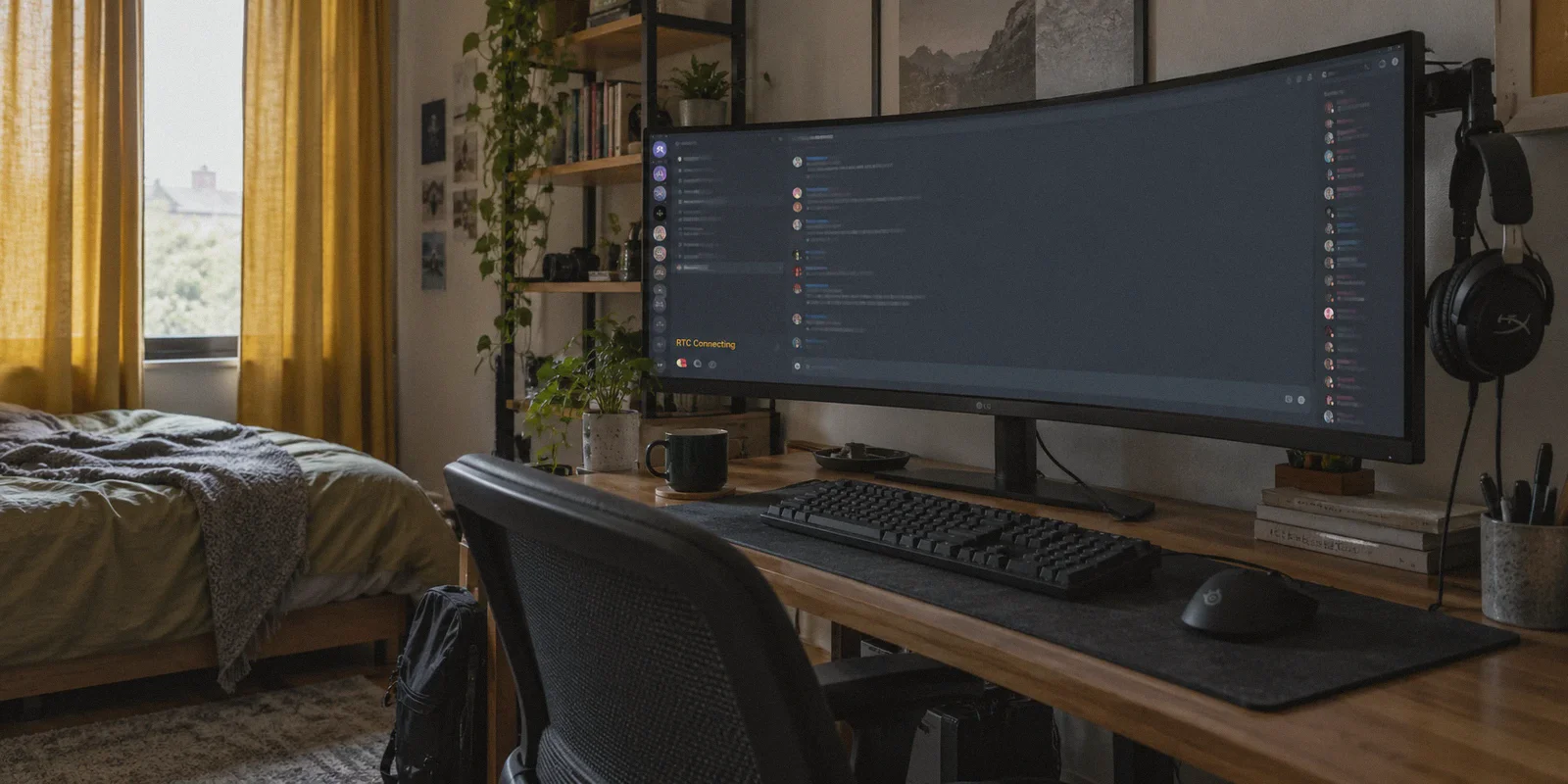 A gaming monitor with voice chat stuck on RTC Connecting.