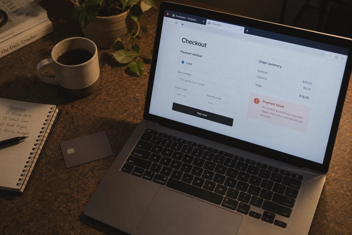 Payment failure during a charting subscription checkout.