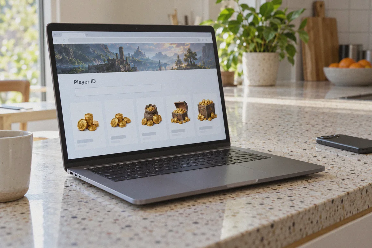 Browser gold webshop with a Player ID field.