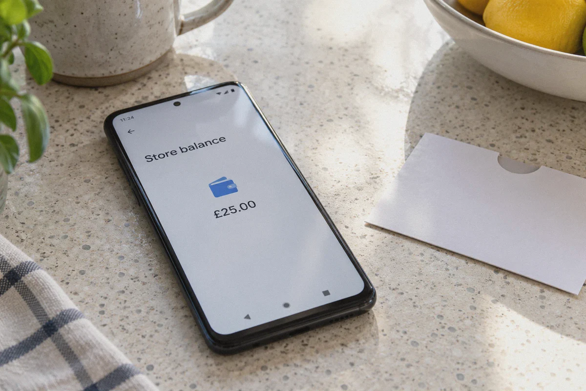 A mobile store balance displayed on an Android phone.