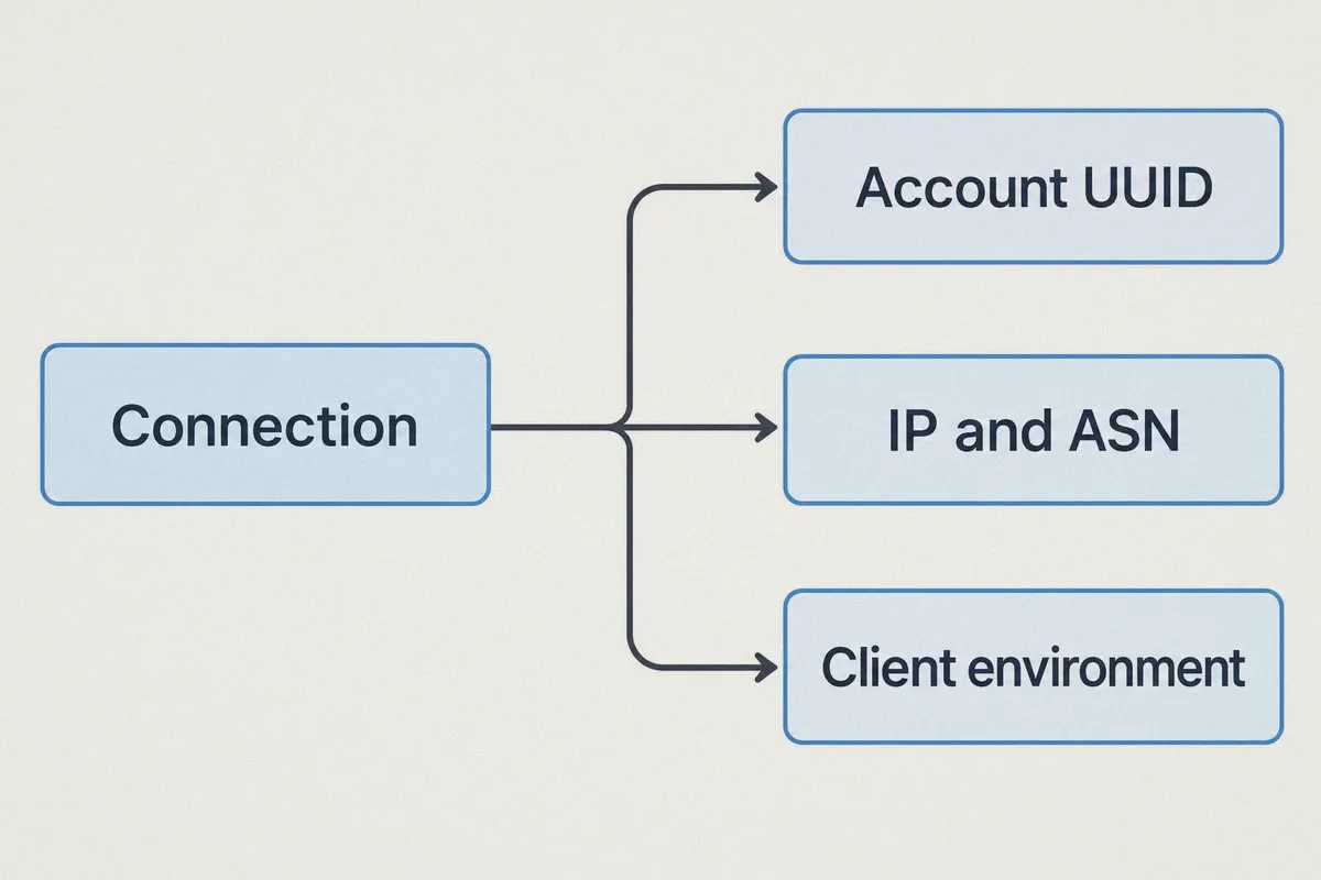 A connection is associated with more than its IP address.
