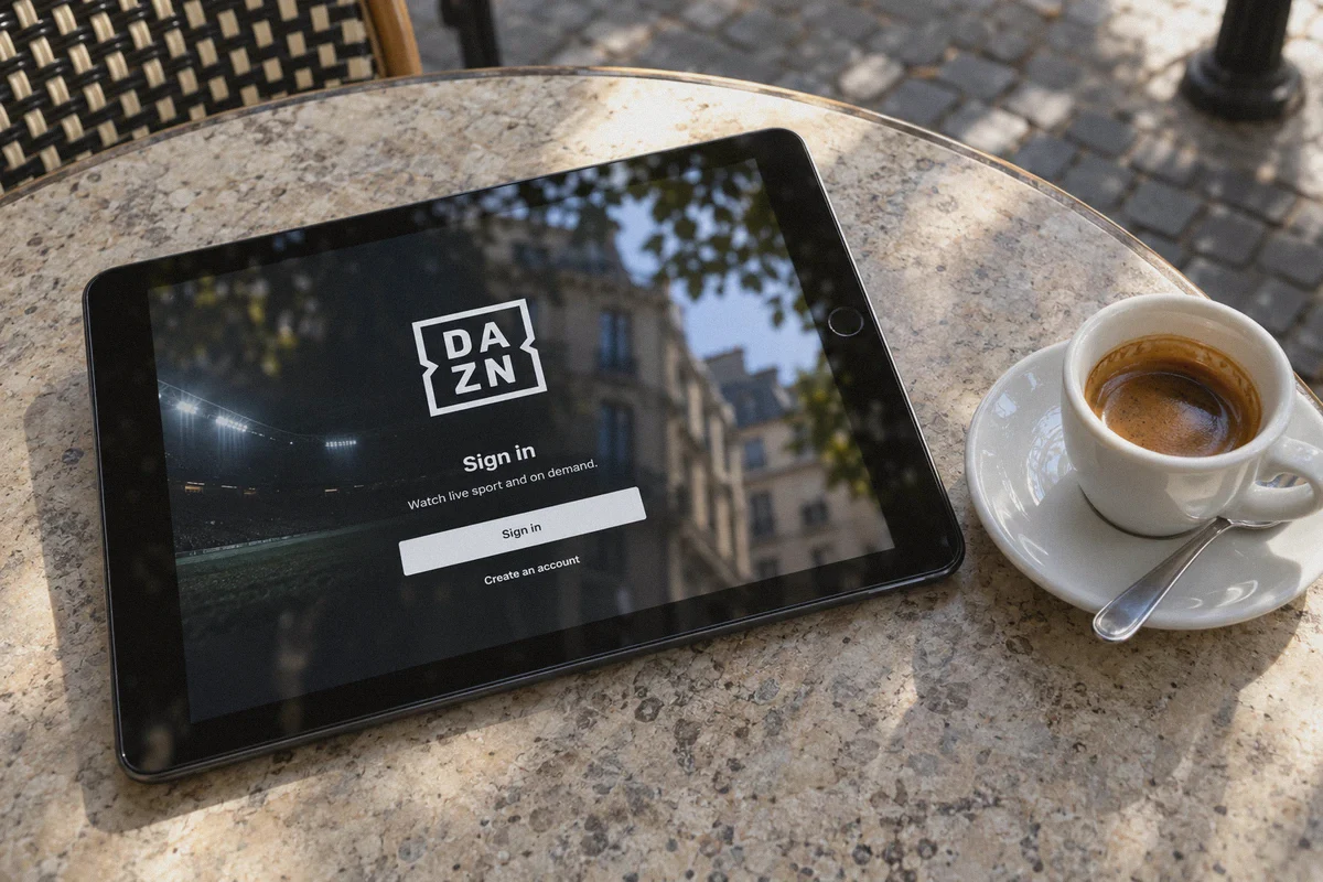 Sports streaming account page on a tablet