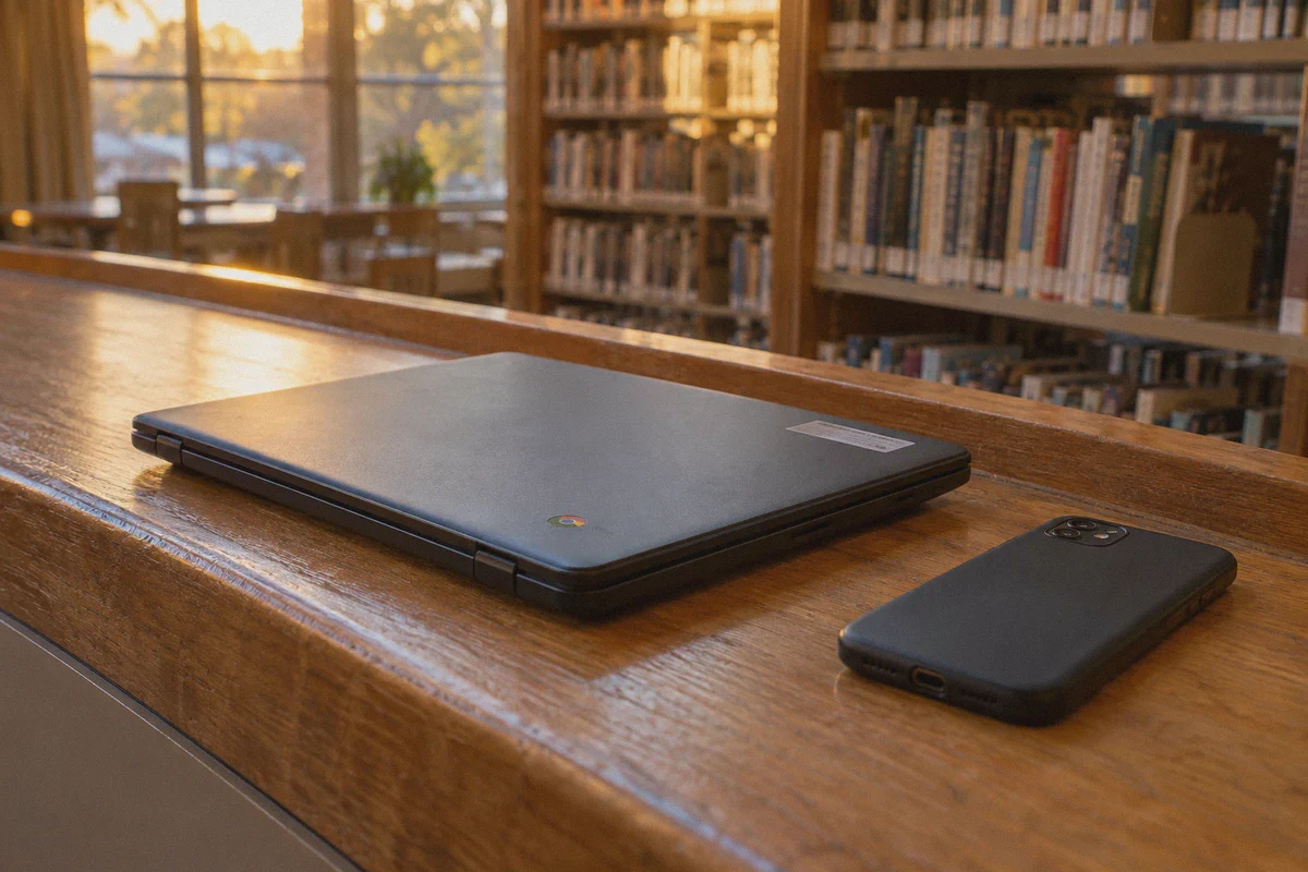 School Chromebook and a separate personal phone.