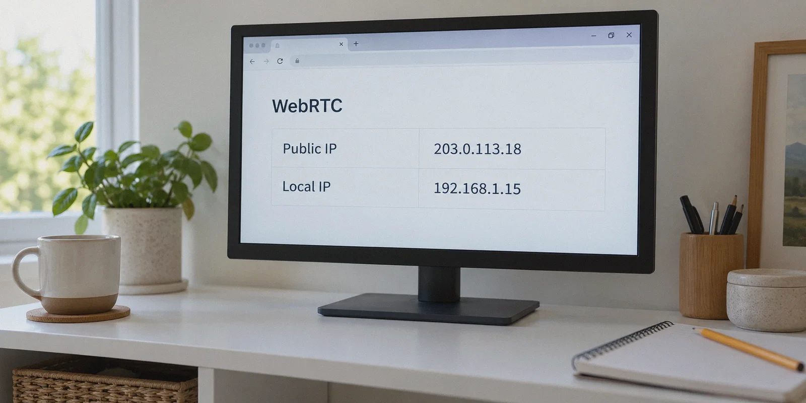 Browser displaying WebRTC test results.