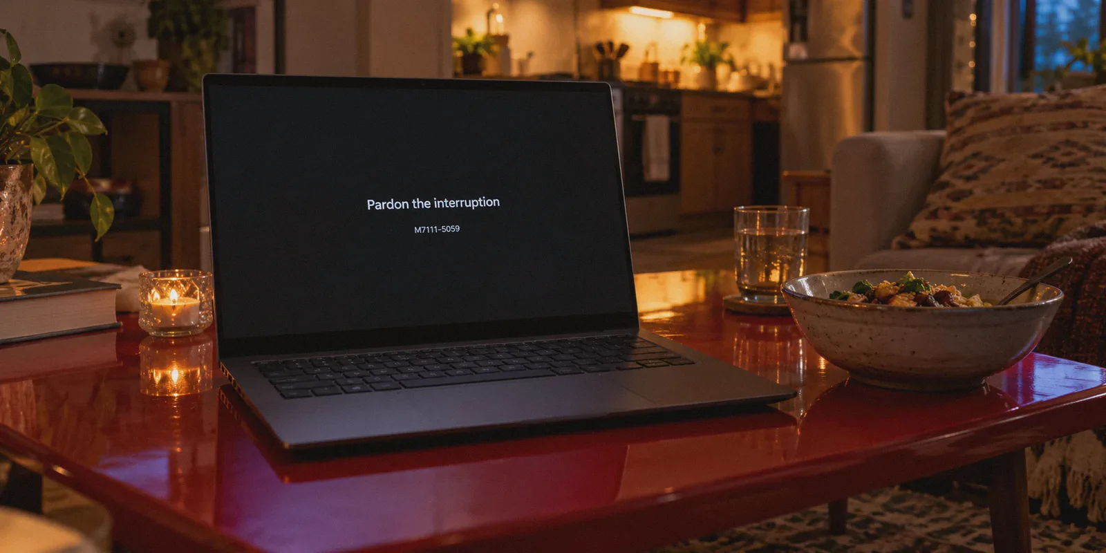 A streaming proxy error on a laptop screen.