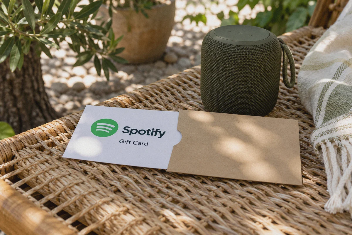 A music gift voucher with its redemption details concealed.