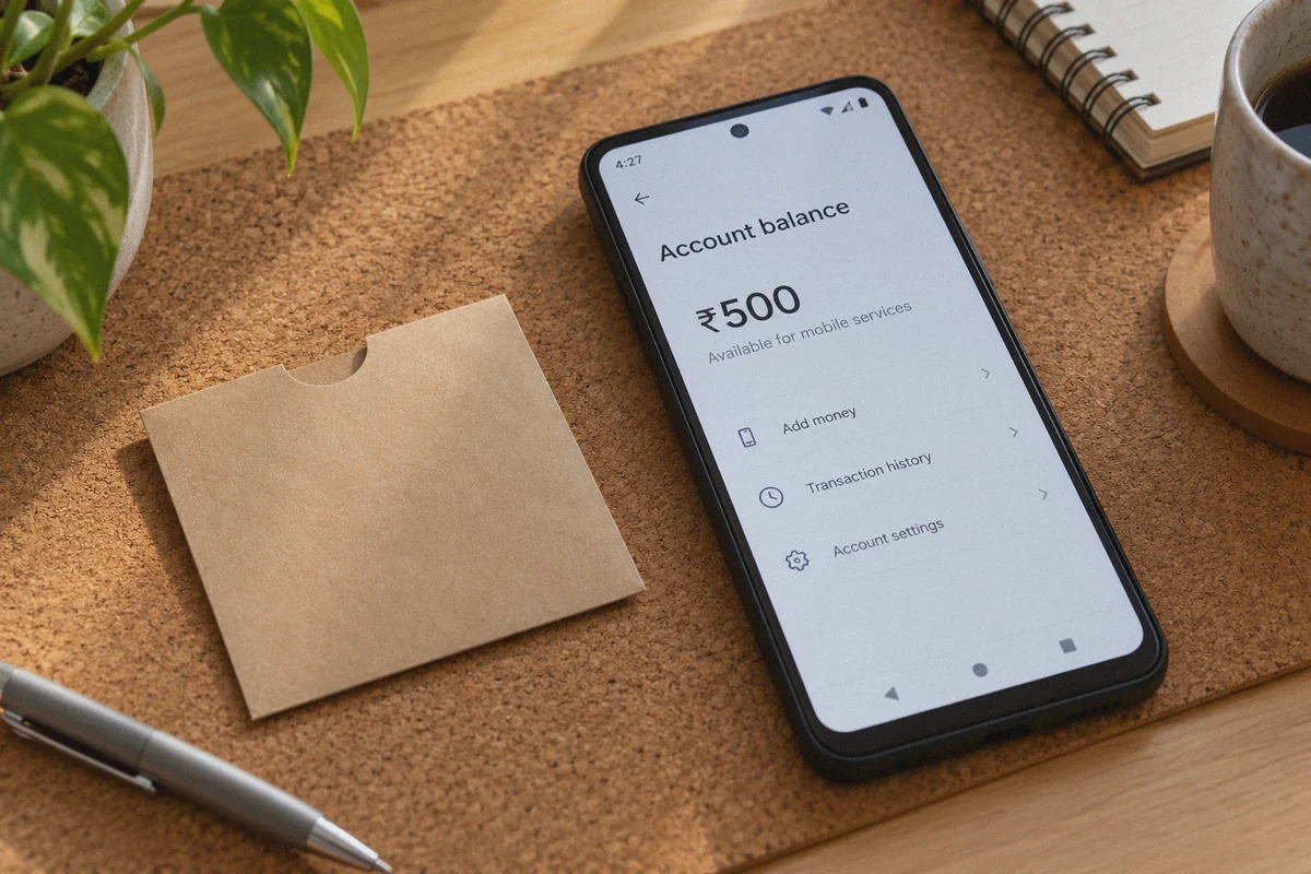 Phone showing a prepaid app-store balance.