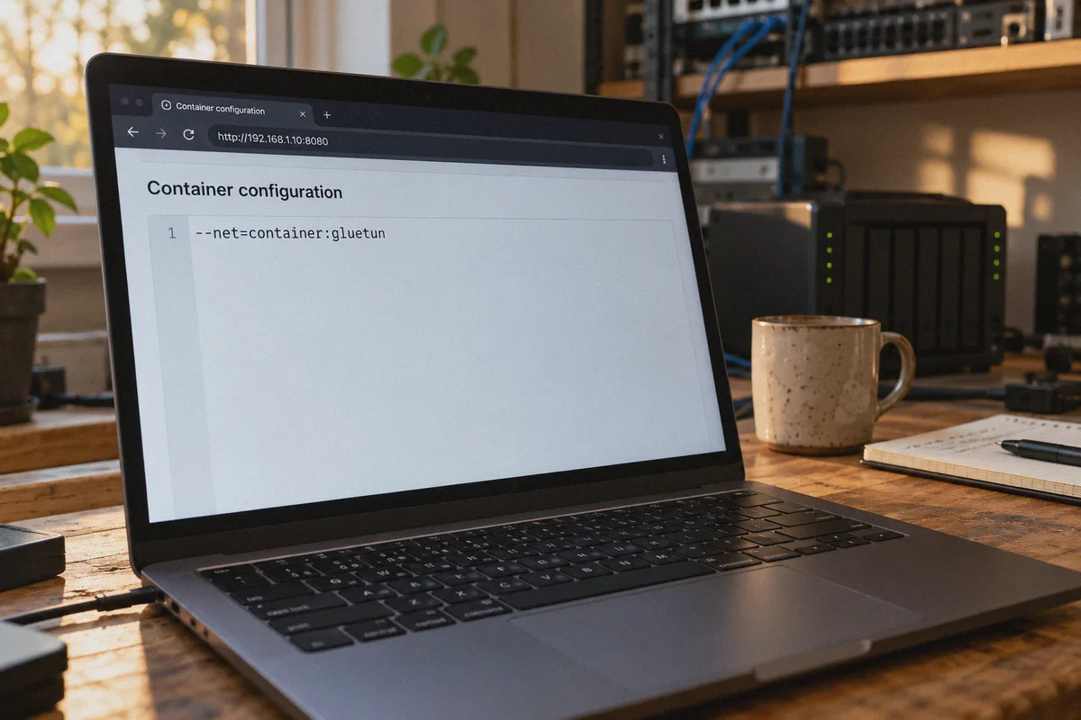 Container network configuration on a laptop.
