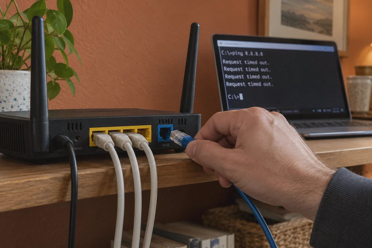 WAN cable being disconnected during a connection test.