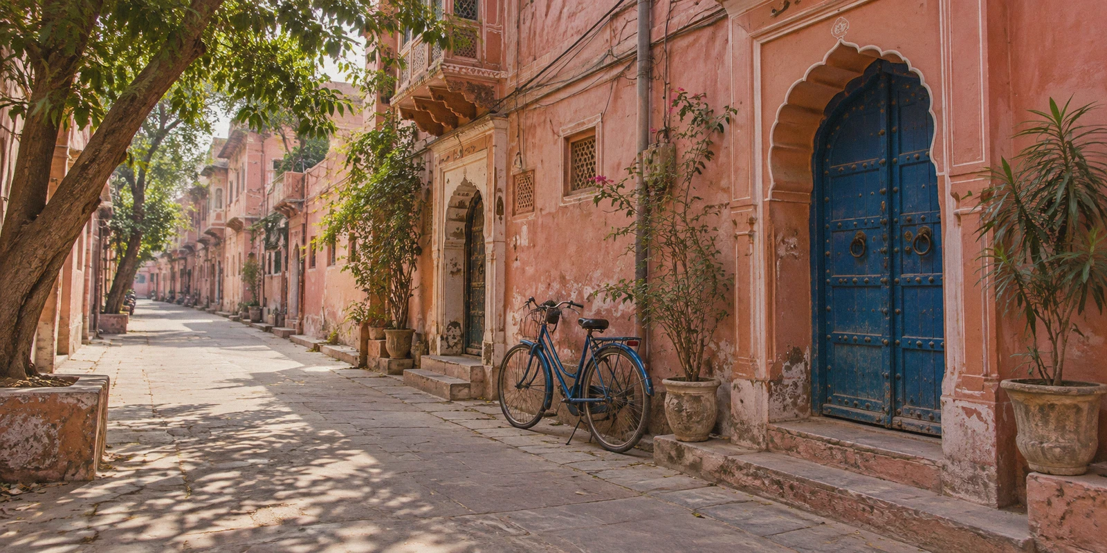 Quiet residential lane in Jaipur.