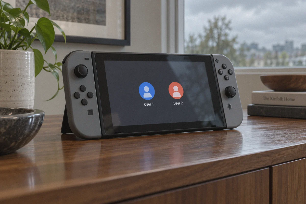 Two user profiles visible on a Nintendo Switch screen.