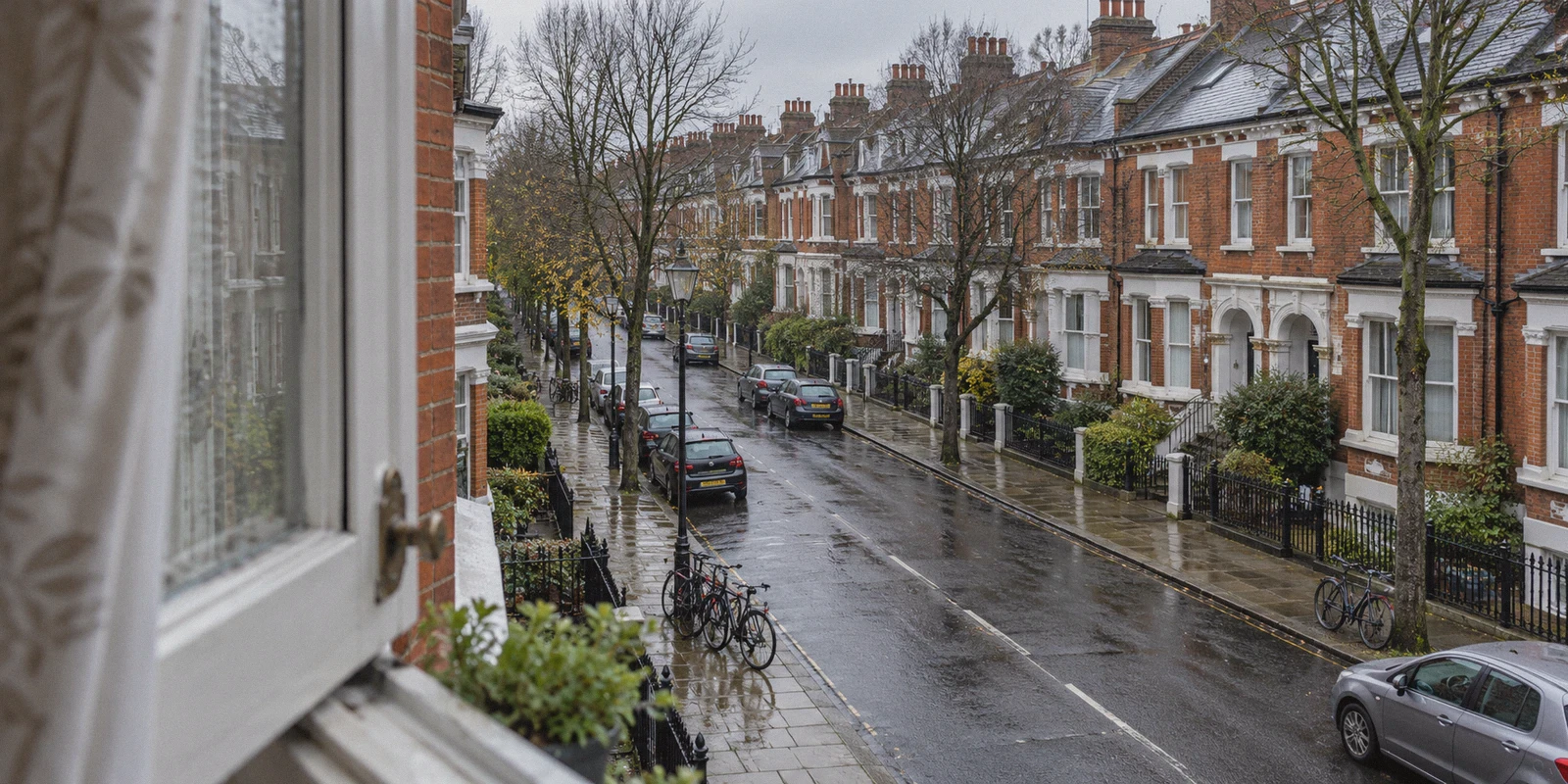 London terraces seen from a rental apartment window.
