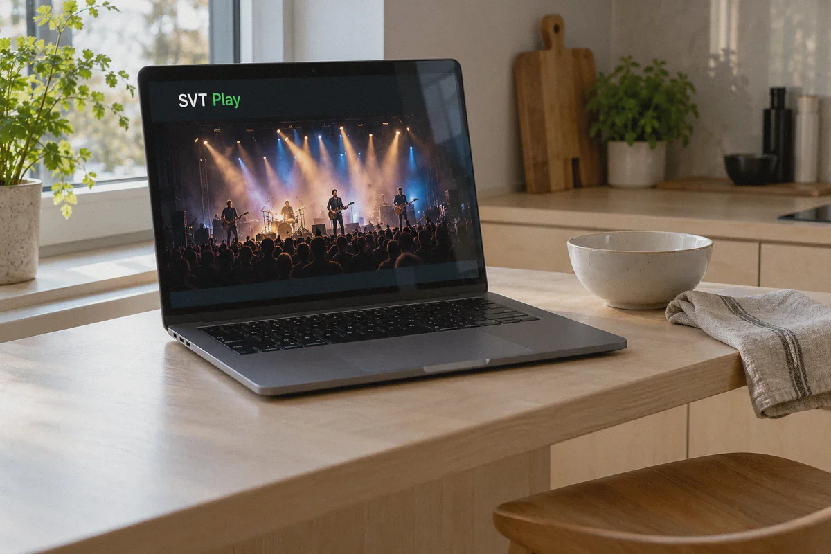 Laptop displaying a public-broadcaster concert feed.
