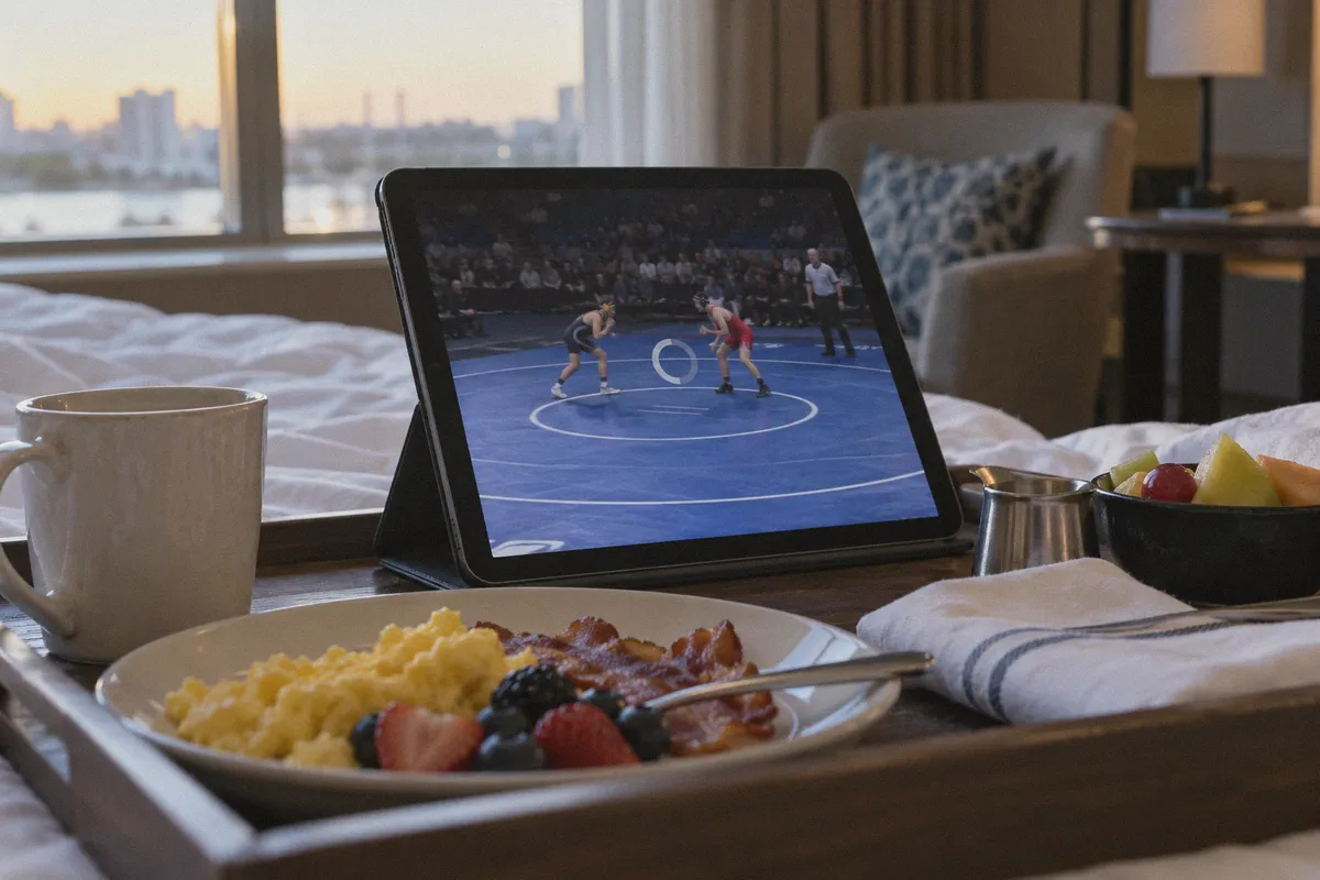 A tablet buffering during a live wrestling broadcast.
