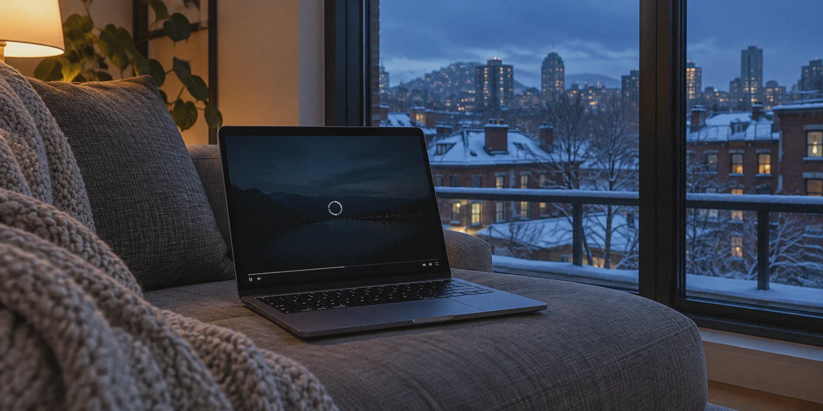 A buffering drama player in a Canadian apartment.