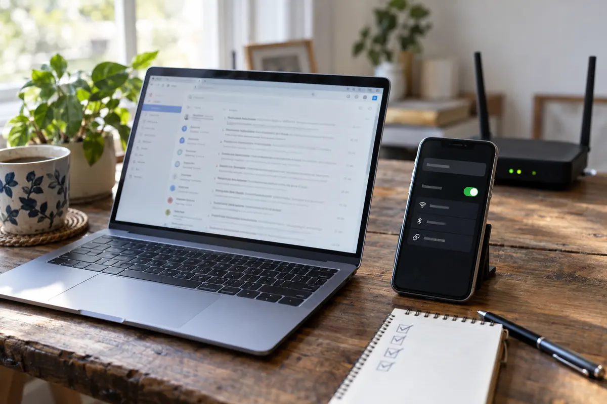 A laptop is tested through a phone hotspot with home Wi-Fi still available