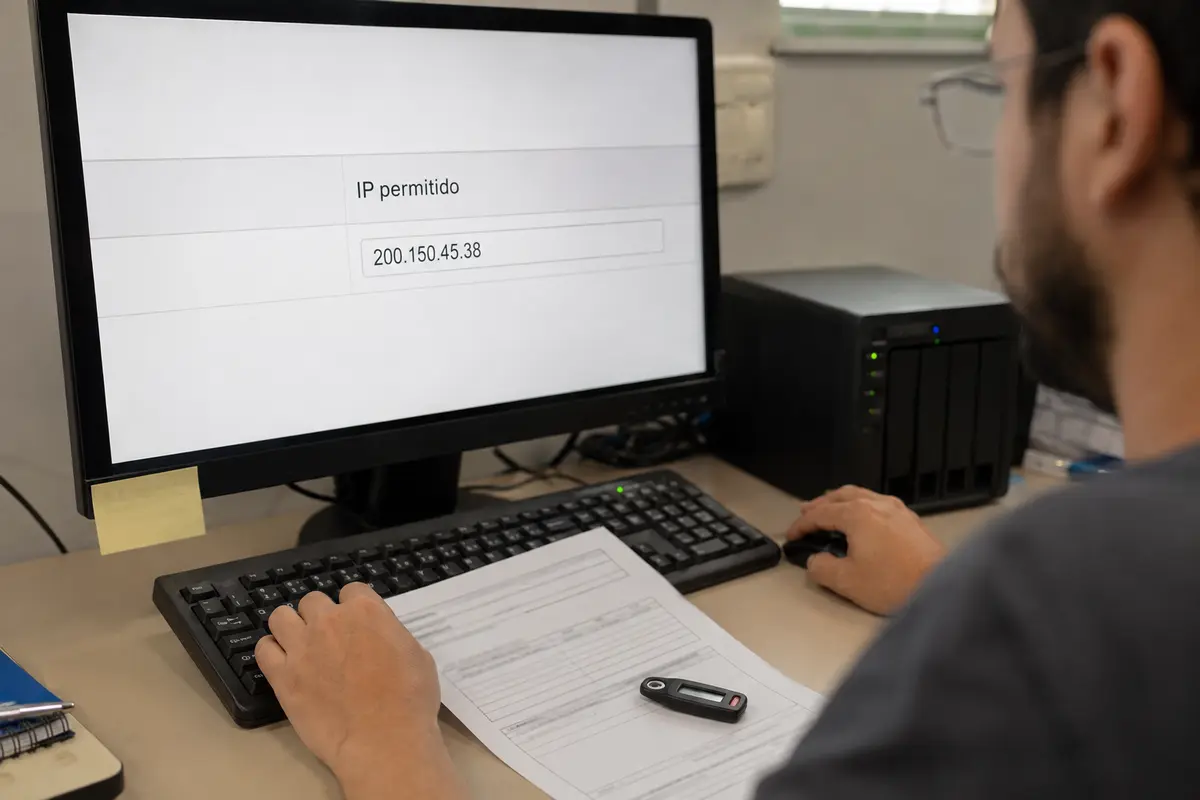 Administrador cadastra um endereço IP permitido em um sistema de acesso corporativo