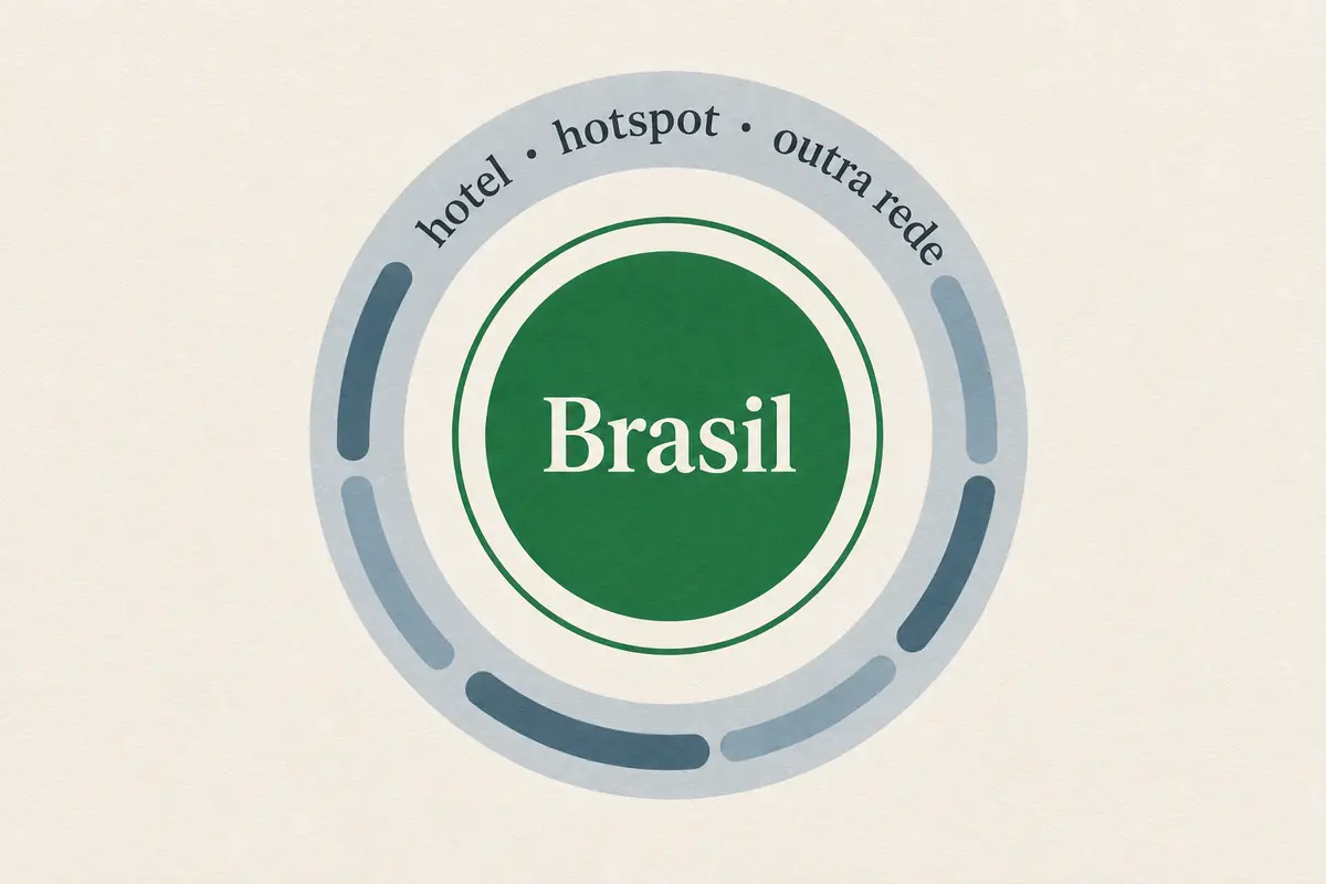 Diferentes redes de viagem girando em torno de uma única saída fixa no Brasil.
