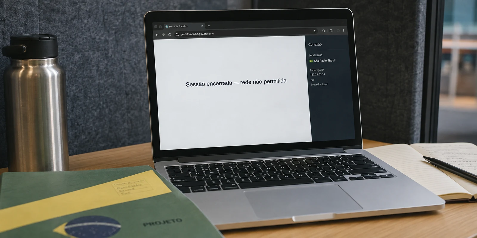 Portal brasileiro encerra a sessão por rede não permitida apesar da localização em São Paulo