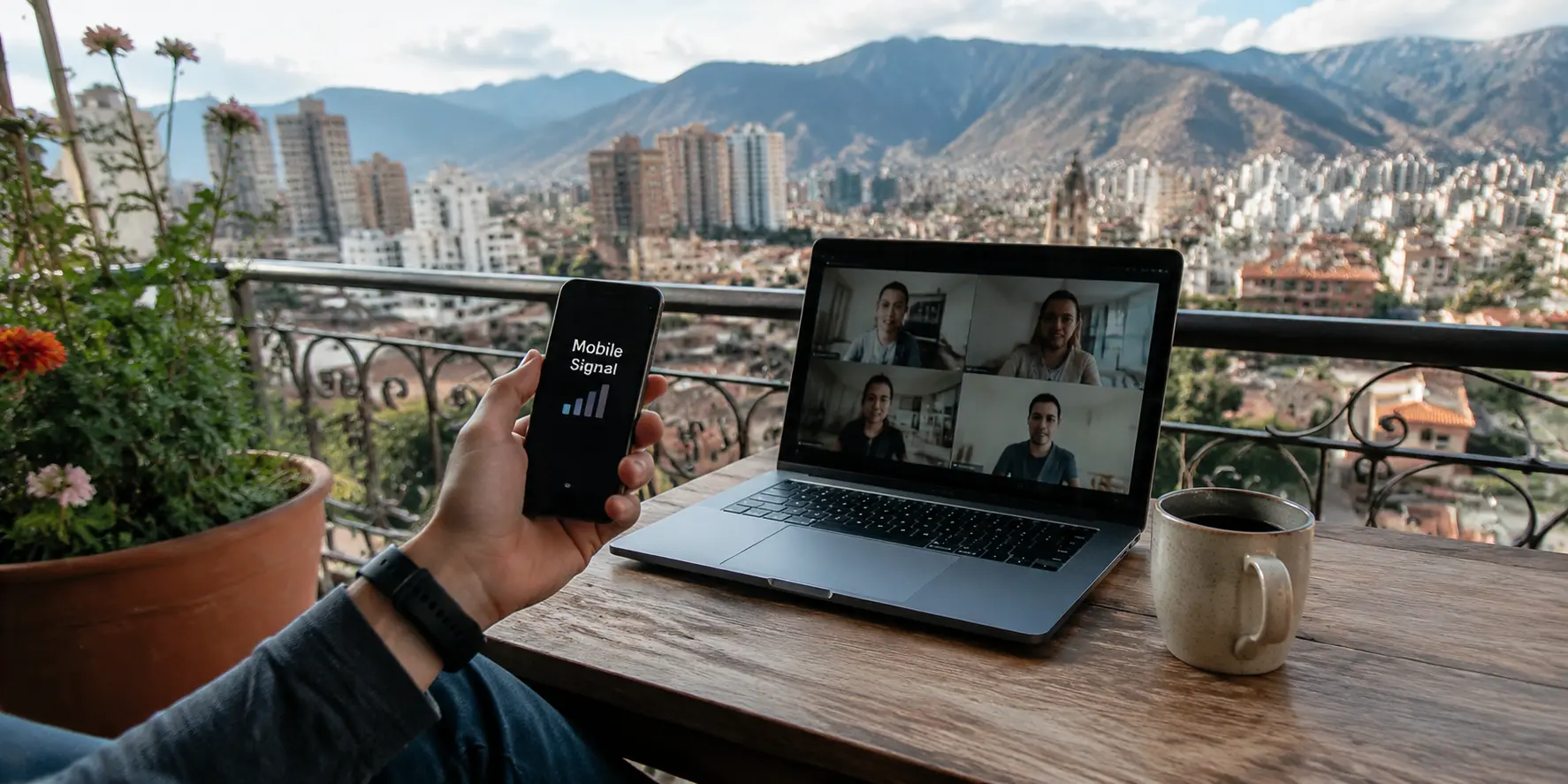 Dispositivo en un entorno real mientras la conexión VPN intenta recuperarse.