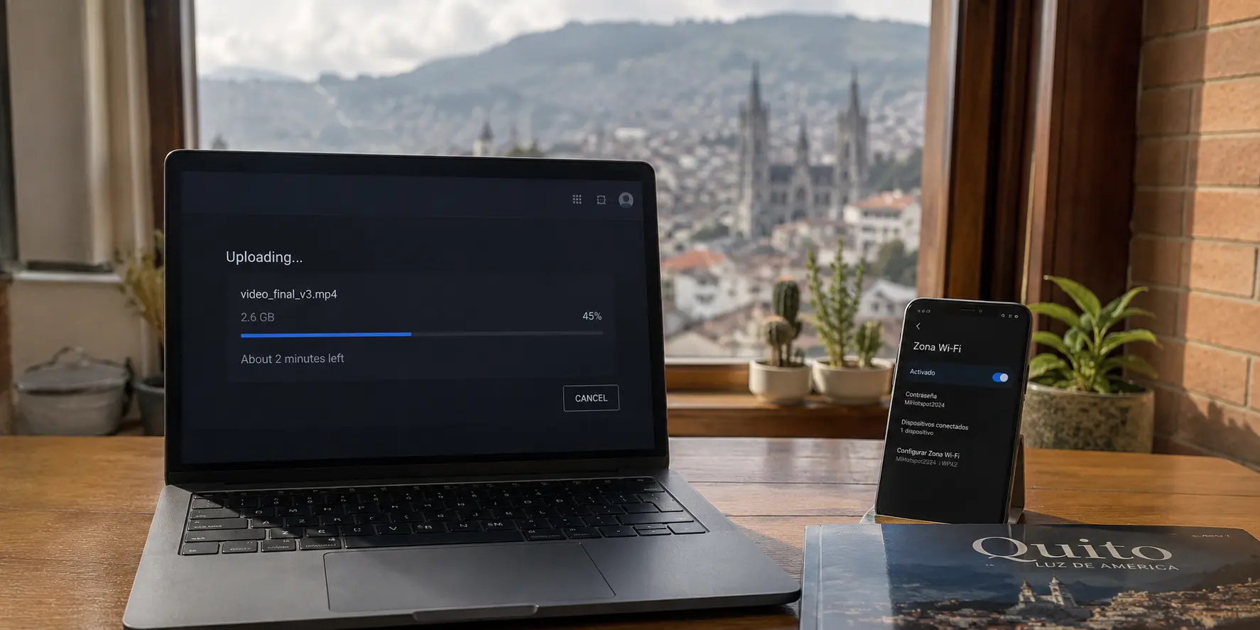 Dispositivo en un entorno real mientras la conexión VPN intenta recuperarse.