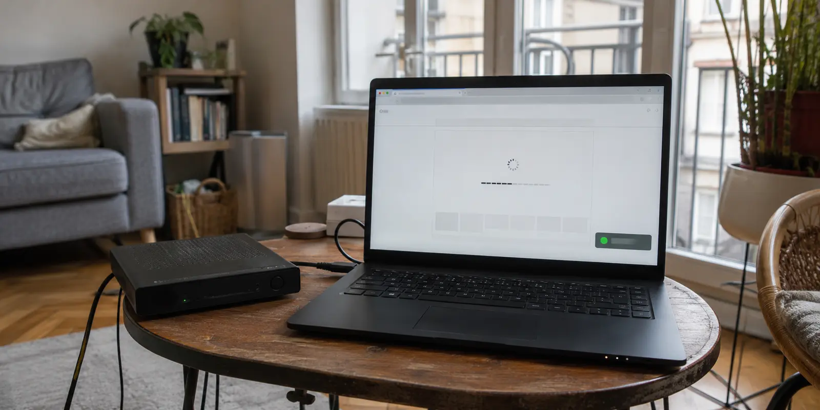 Un ordinateur connecté à une Livebox affiche une page qui reste bloquée malgré un tunnel VPN actif.