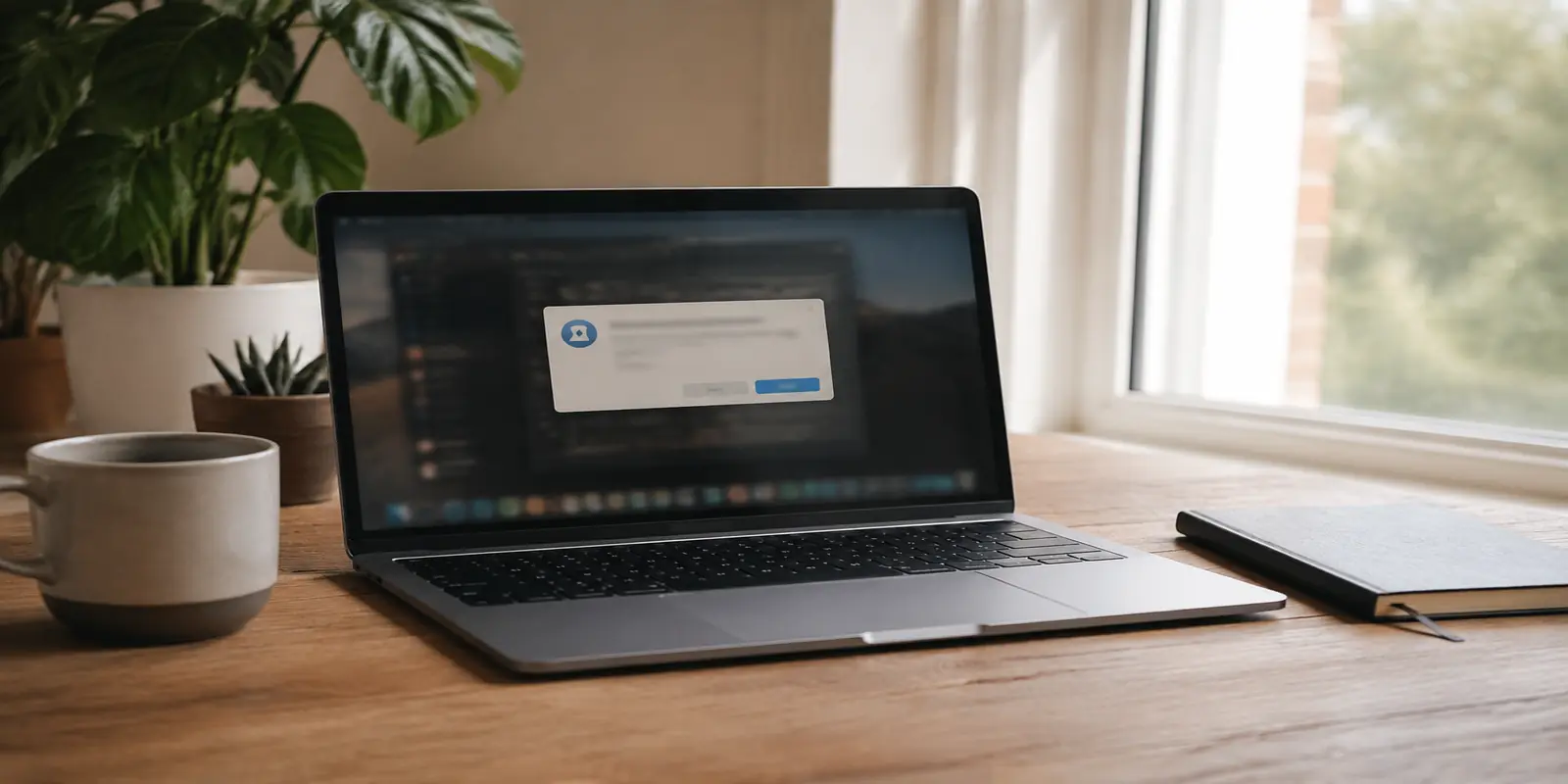 A Mac laptop displaying a system permission dialog before a VPN connection