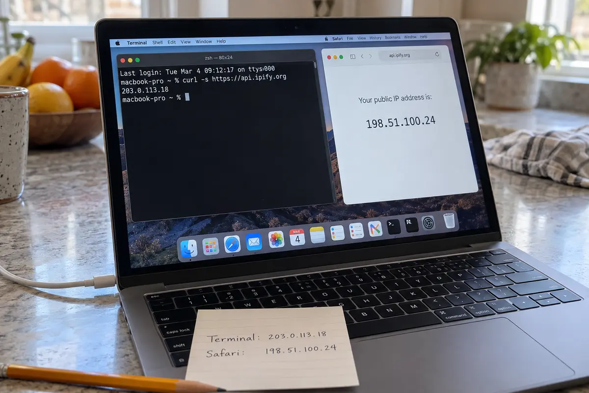 Terminal and Safari return different public IP addresses on a Mac