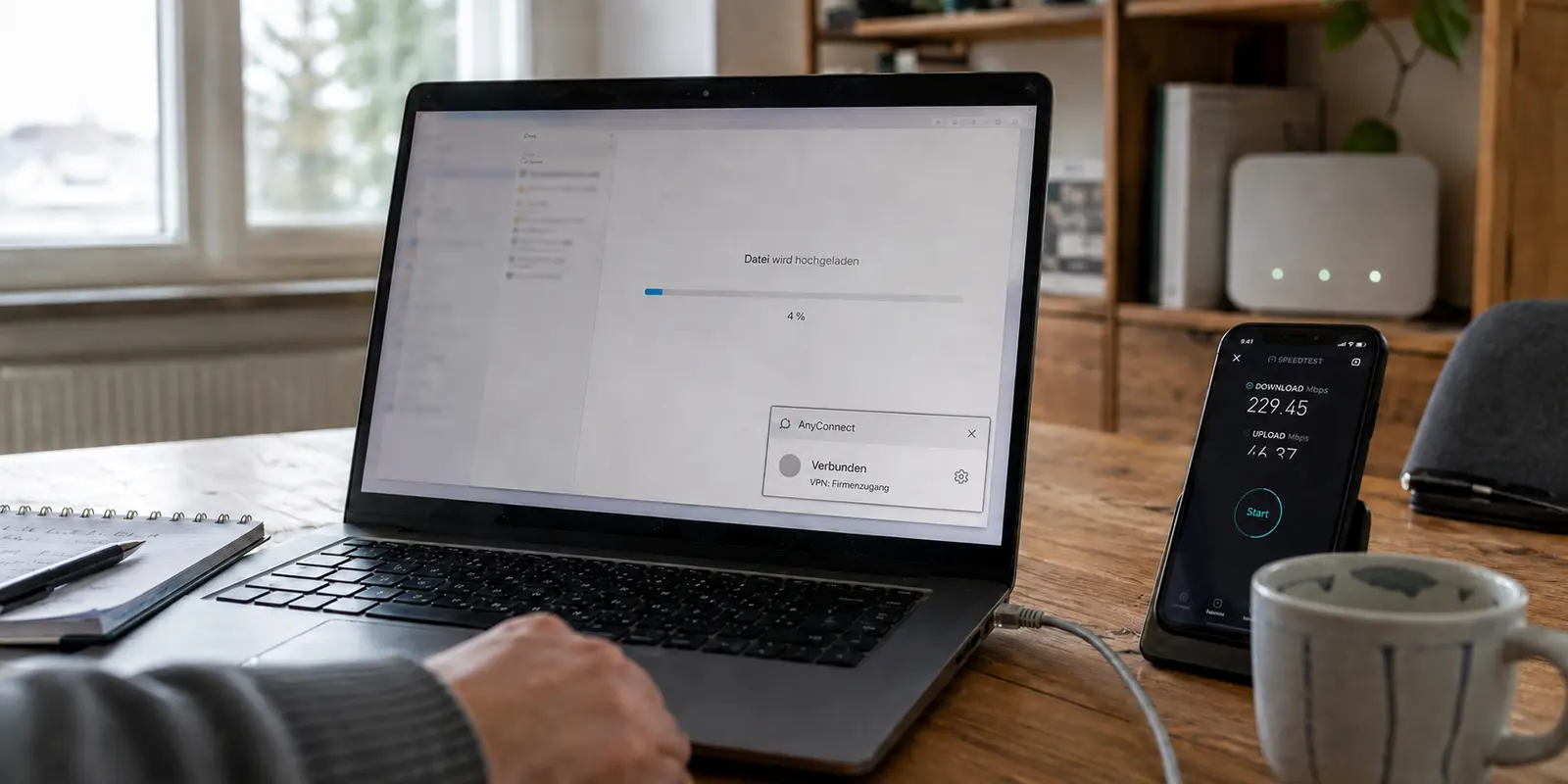 Ein langsamer Datei-Upload trotz aktivem Firmen-VPN im Homeoffice