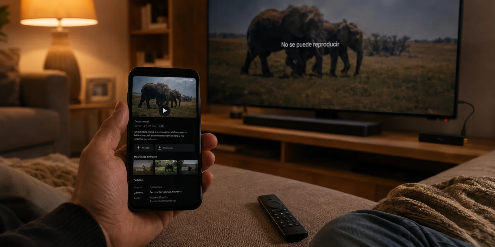 Documental disponible en el teléfono pero no reproducible en el Fire TV Stick