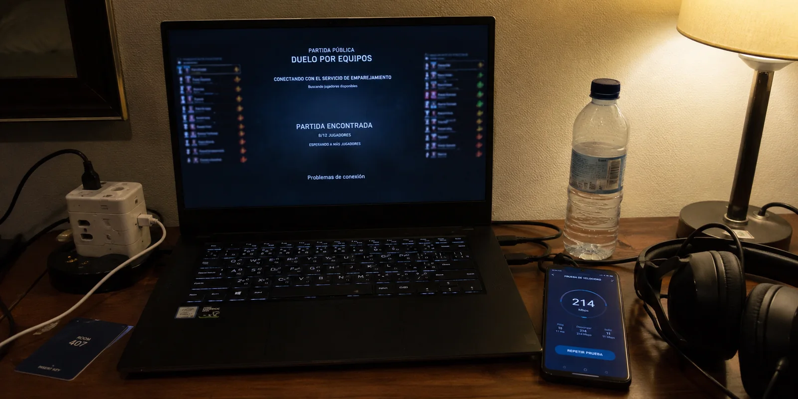 Portátil gaming con problemas de conexión pese a un test de 214 Mbps