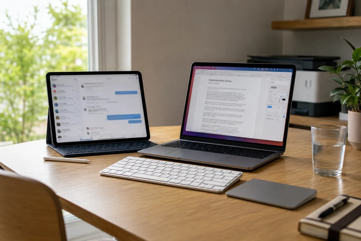 MacBook e iPad funcionando juntos como escritorio de dos pantallas