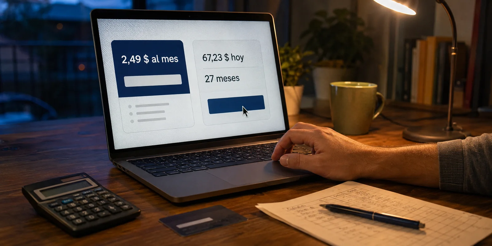 Oferta mensual de una VPN comparada con el cobro total por 27 meses