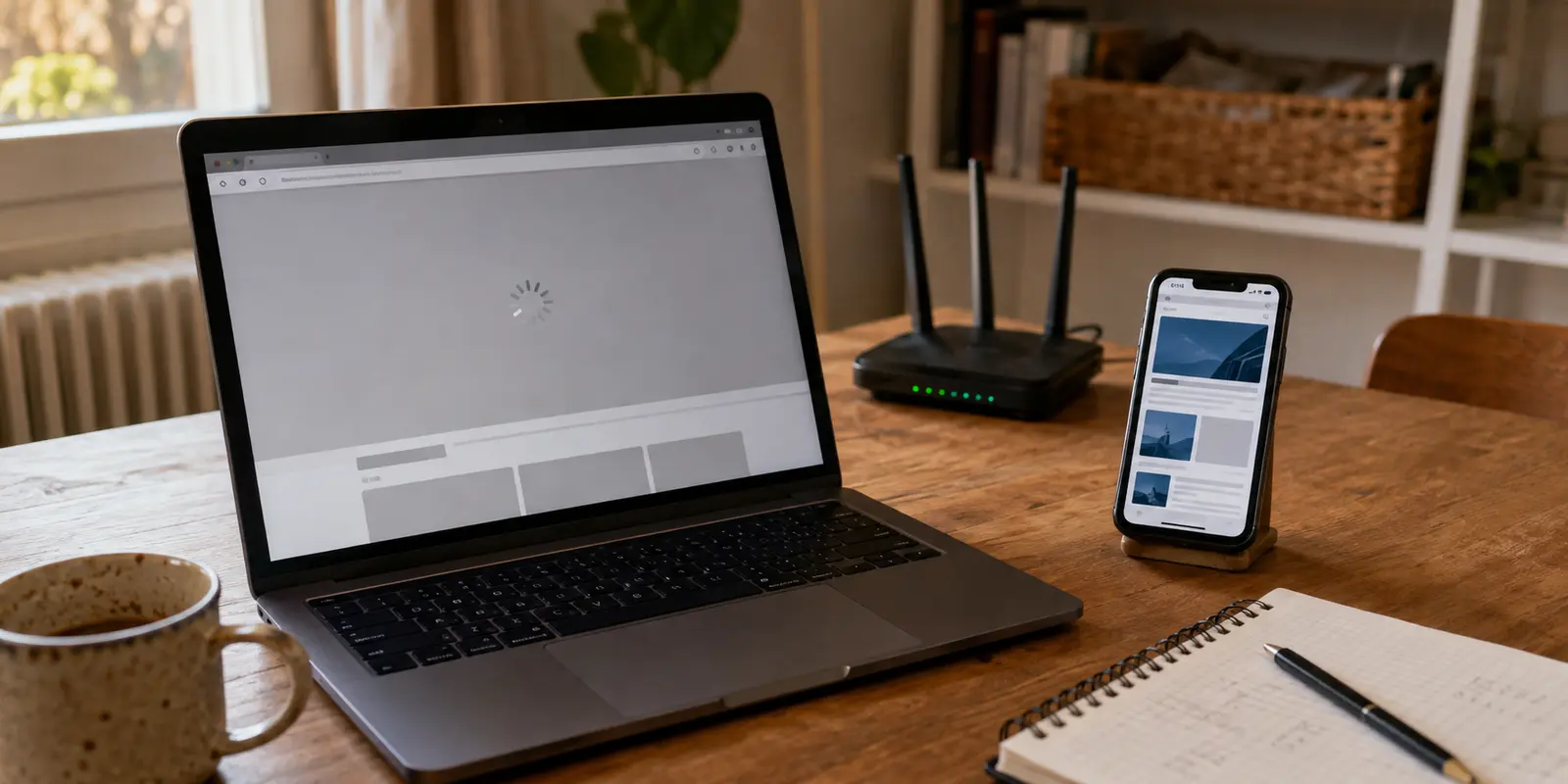 Un panel web que no carga en un portátil conectado al Wi-Fi mientras funciona en un móvil con datos