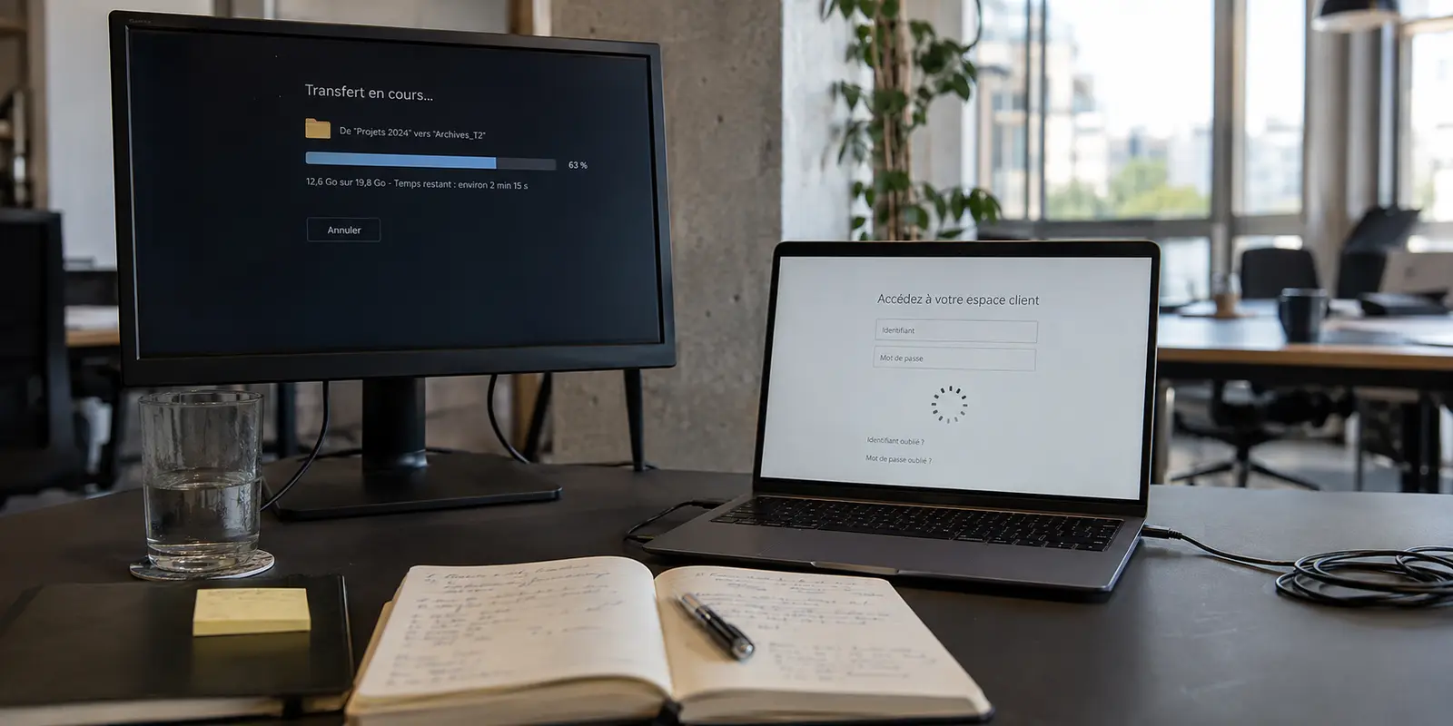 Transfert de fichier en cours pendant qu’un espace client opérateur reste bloqué