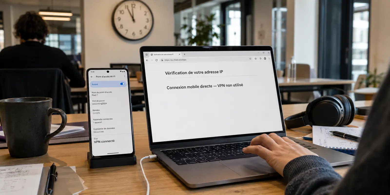 Téléphone Android connecté au VPN mais ordinateur relié au hotspot toujours en connexion mobile directe
