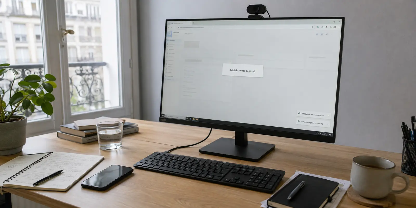 Deux VPN indiqués comme connectés tandis qu’un portail professionnel ne répond plus