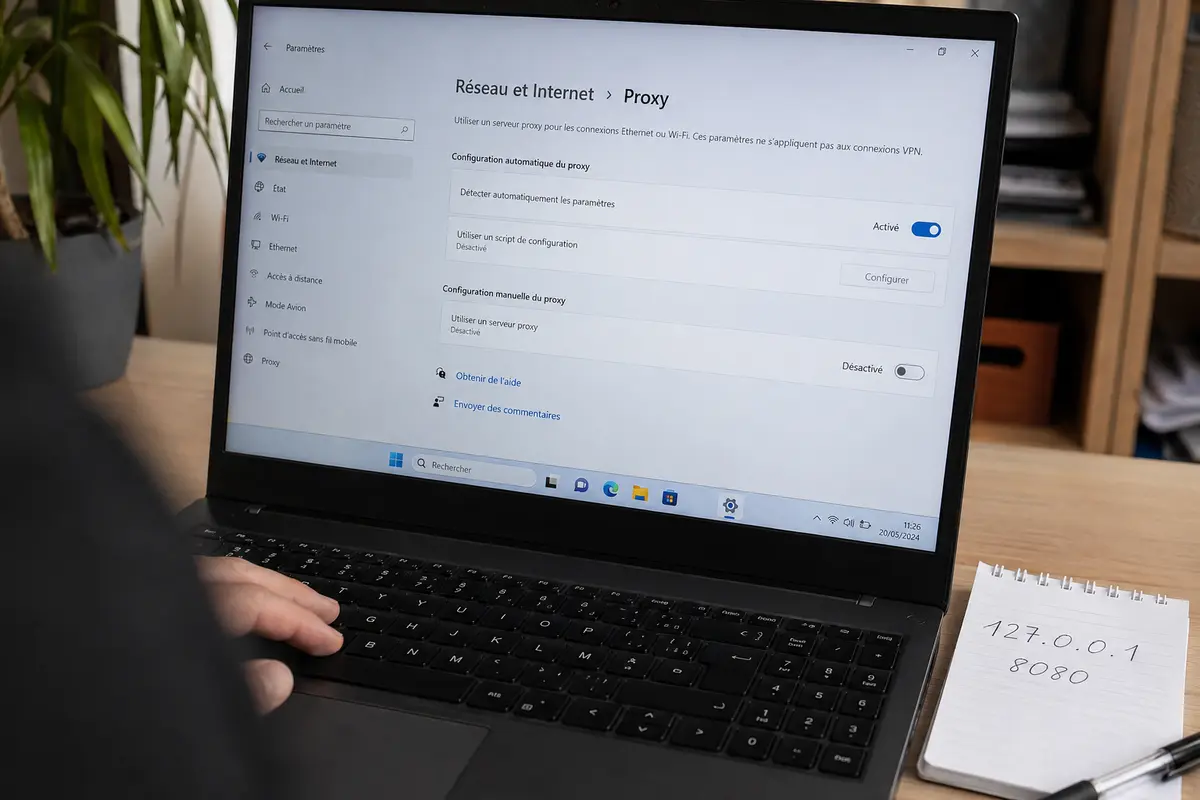 Proxy manuel désactivé dans les réglages réseau de Windows