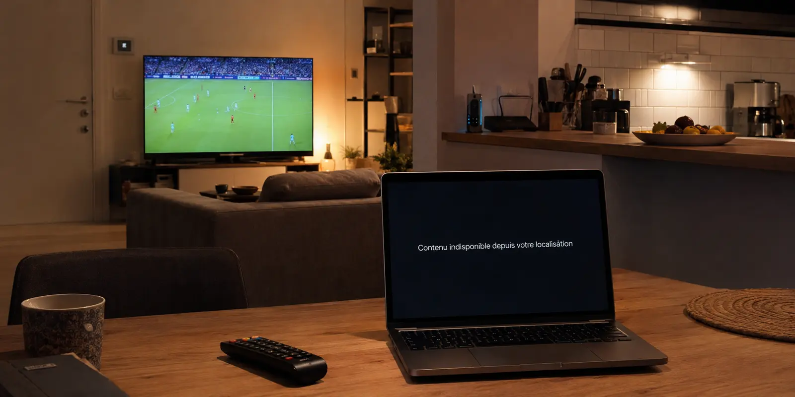 Le match fonctionne sur la télévision tandis que le navigateur refuse le contenu pour sa localisation