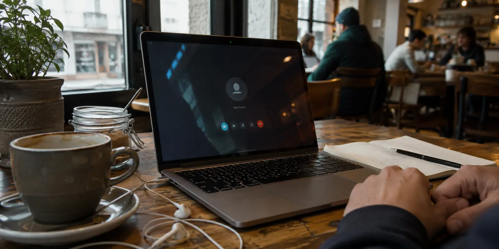 Une visioconférence bloquée sur un ordinateur connecté au Wi-Fi d’un café, quelques minutes avant un rendez-vous