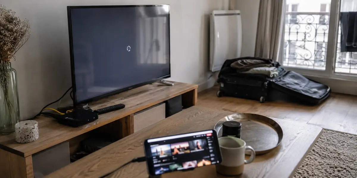 À l’hôtel, le téléphone se connecte au Wi‑Fi : l’application voyage plus facilement que la TV-Box.