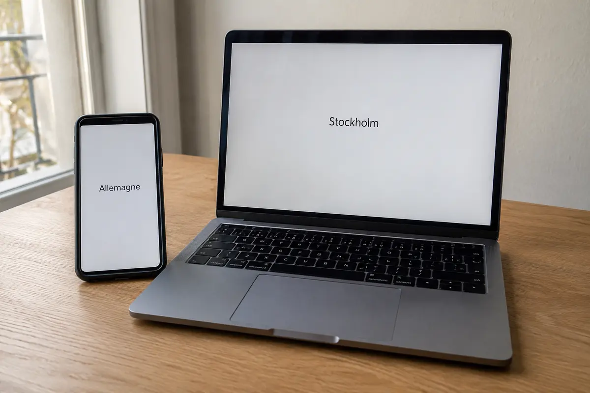 Téléphone localisé en Allemagne et ordinateur localisé à Stockholm malgré le même partage de connexion