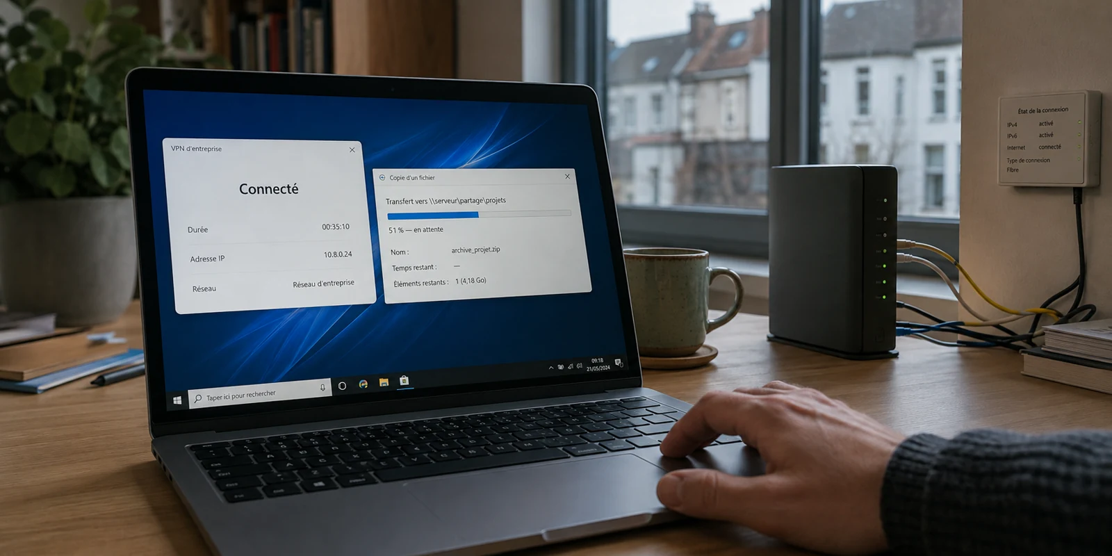 Transfert professionnel bloqué à 51 % malgré un VPN connecté sur une liaison IPv6 active