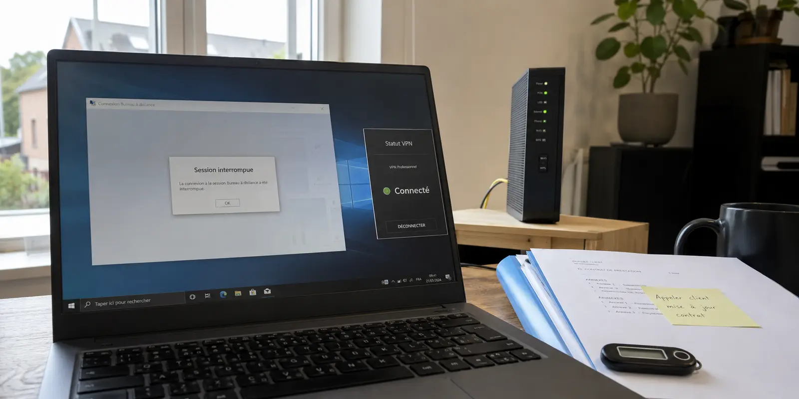 Le VPN professionnel reste indiqué comme connecté alors que la session de bureau à distance vient de s’interrompre
